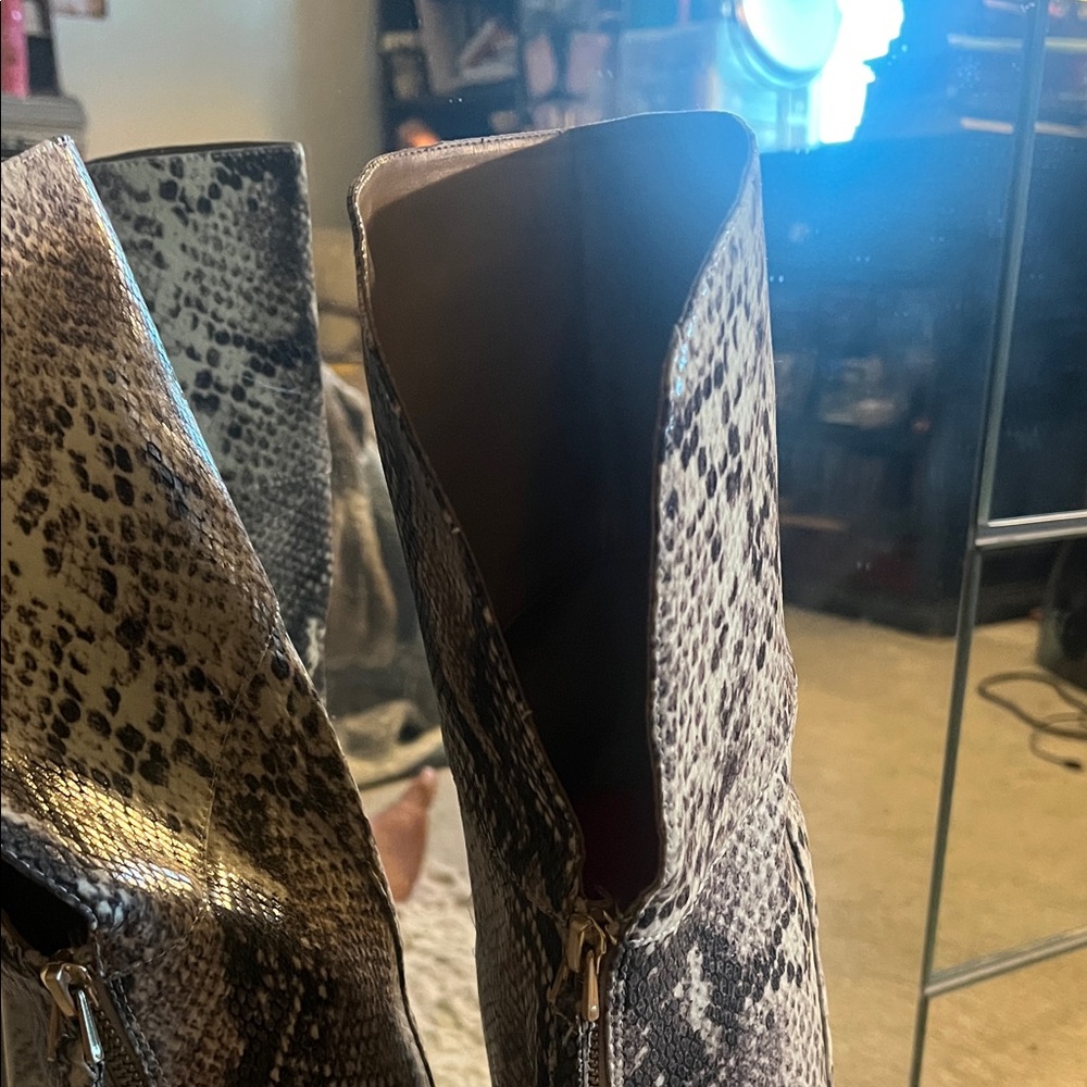 Guess Naddy Snakeskin Heeled Over The Knee Boots - Picture 3 of 10